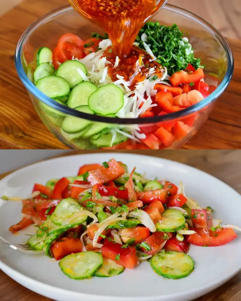 Incredibly delicious cucumber and pepper salad, I cook it every other day! Quick recipe!