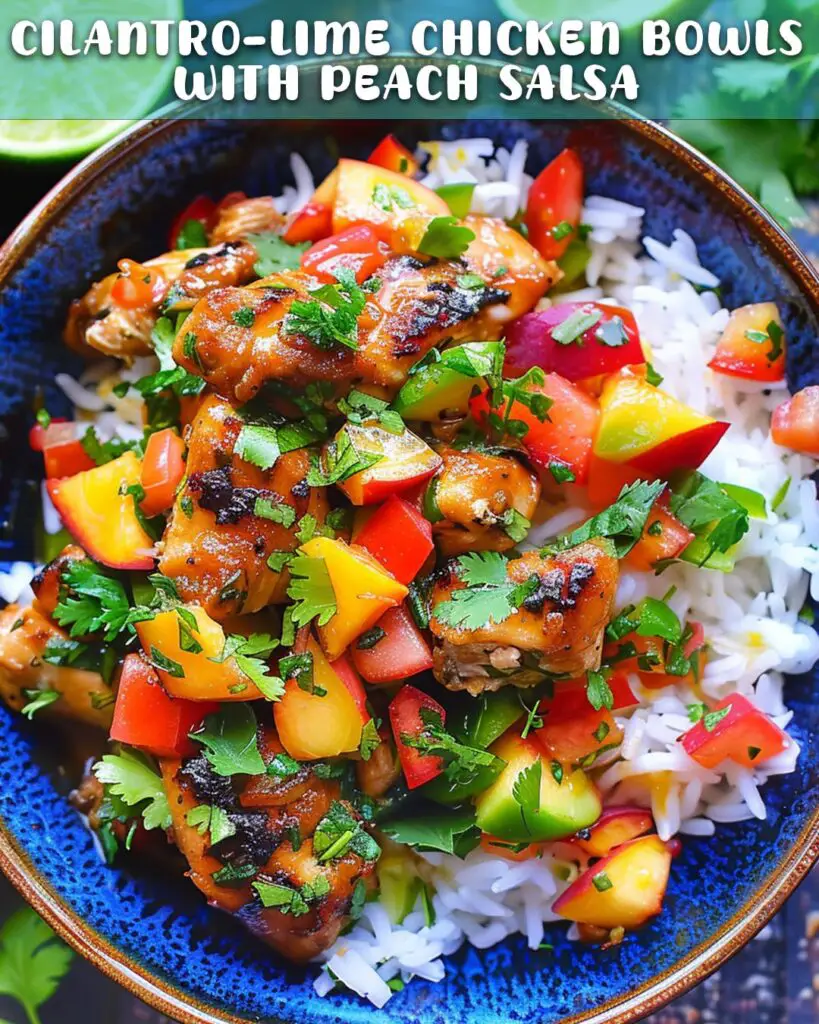 Cilantro-Lime Chicken Bowls with Peach Salsa - Foodyhealthylife