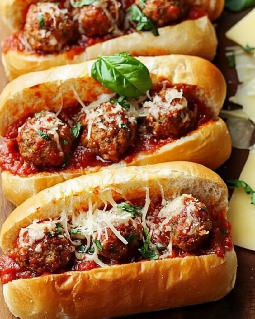 Easy Italian Meatball Sub Sandwiches with Homemade Tomato Sauce ...
