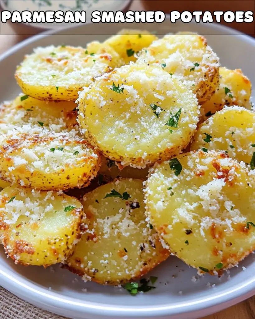 Parmesan Smashed Potatoes with Creamy Dill Yogurt Sauce Foodyhealthylife