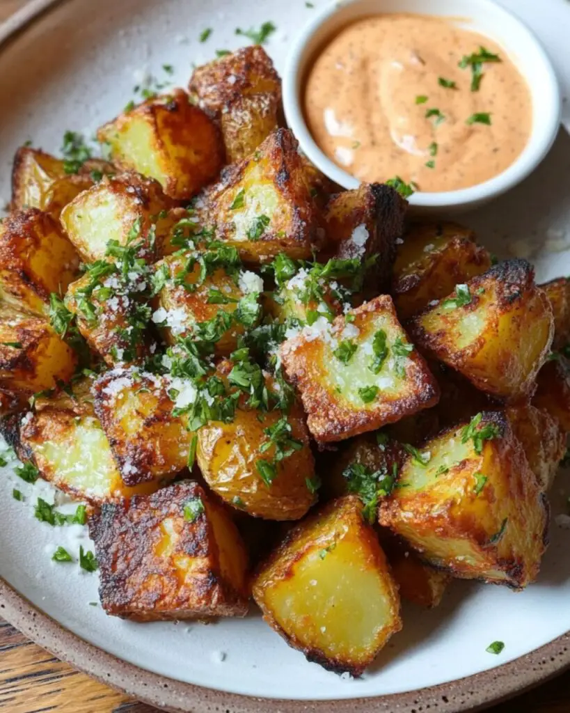 Crispy Pecorino Garlic Potatoes with Harissa Mayo A Bold Flavor Fusion