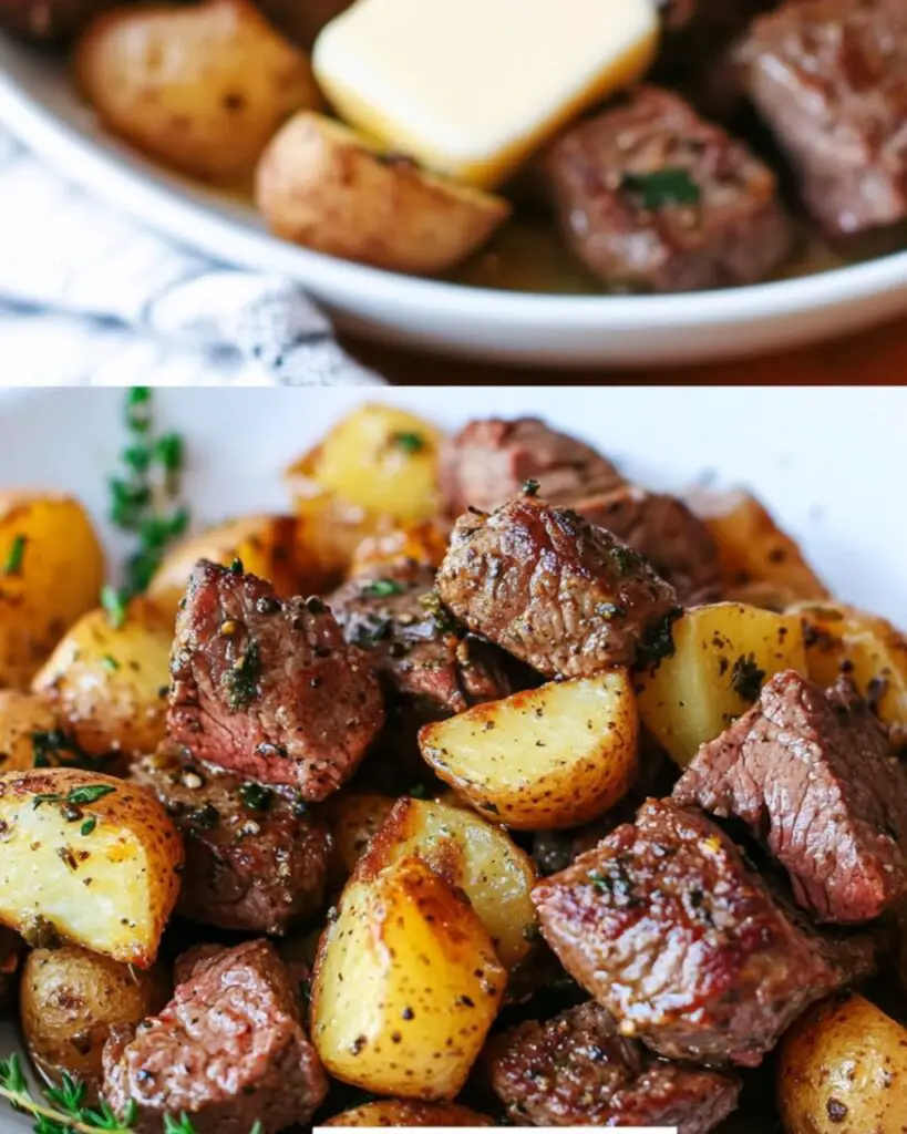 Butter Steak Bites with Garlic Herb Potatoes Foodyhealthylife