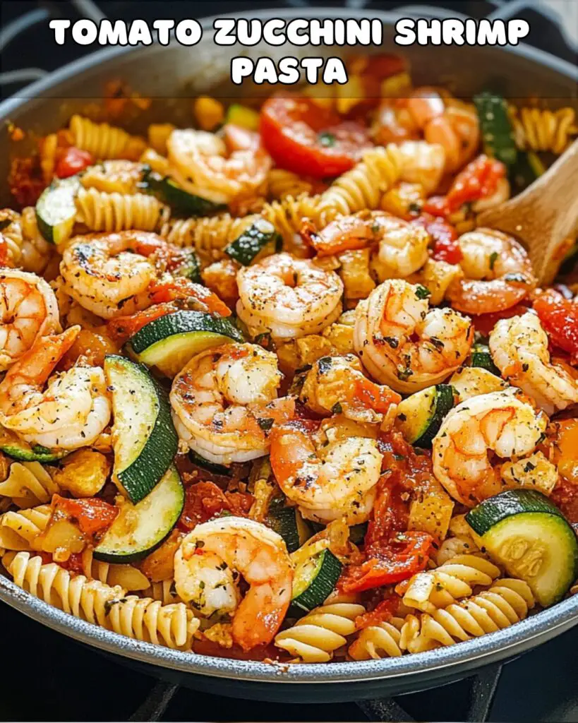 Tomato Zucchini Shrimp Pasta with Lemon Garlic Sauce Foodyhealthylife
