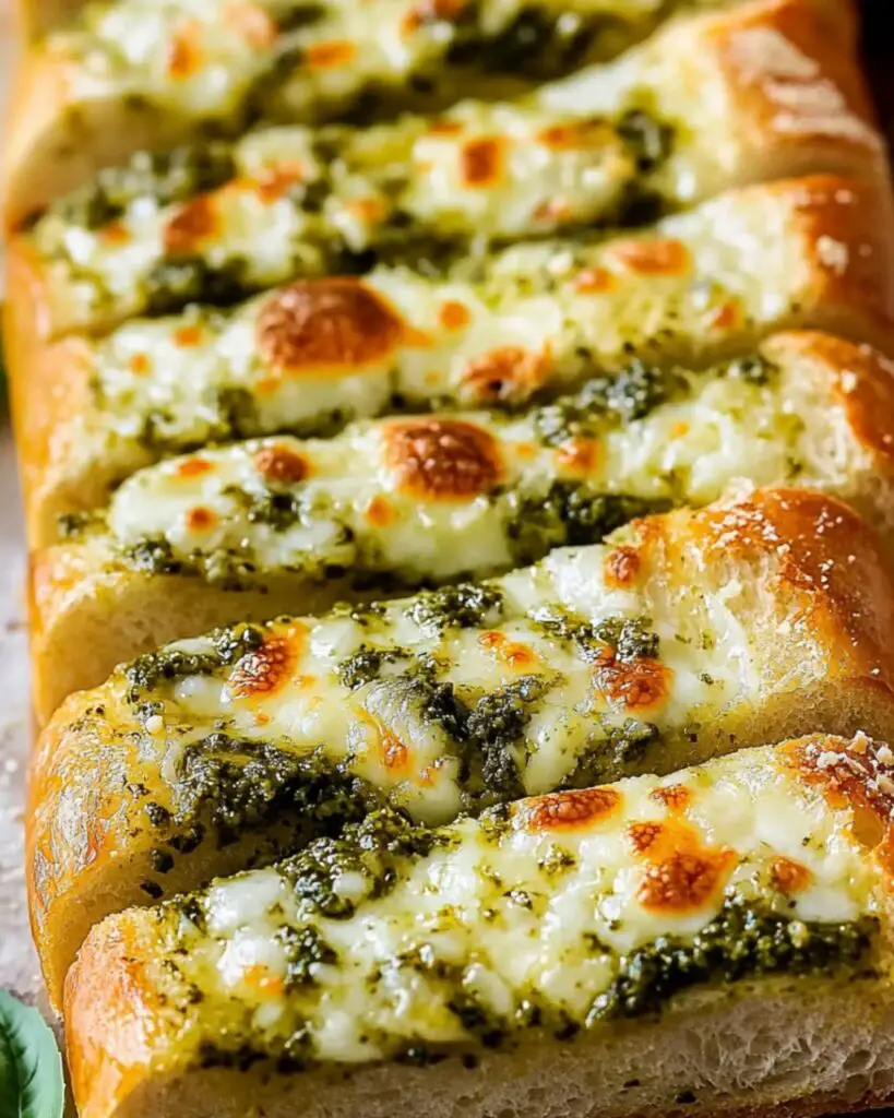 Cheesy Pesto Garlic Bread Foodyhealthylife