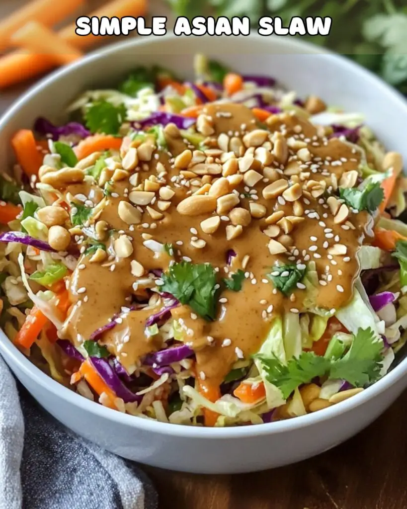 Crunchy Asian Slaw with Creamy Peanut Dressing Foodyhealthylife