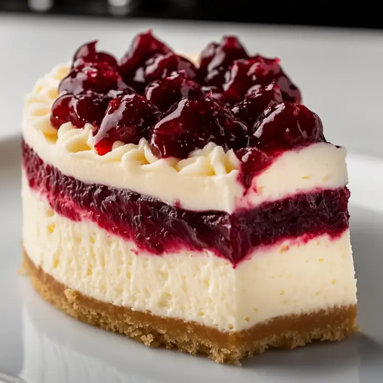 Christmas Cheesecake with Cranberry Jam and White Chocolate Mousse