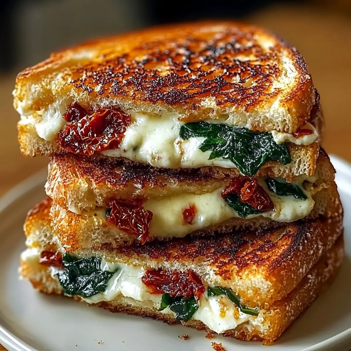 Sun-Dried Tomato, Spinach, and Ricotta Grilled Cheese