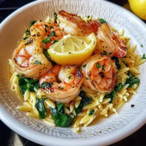 Shrimp Orzo In Lemon Garlic Sauce