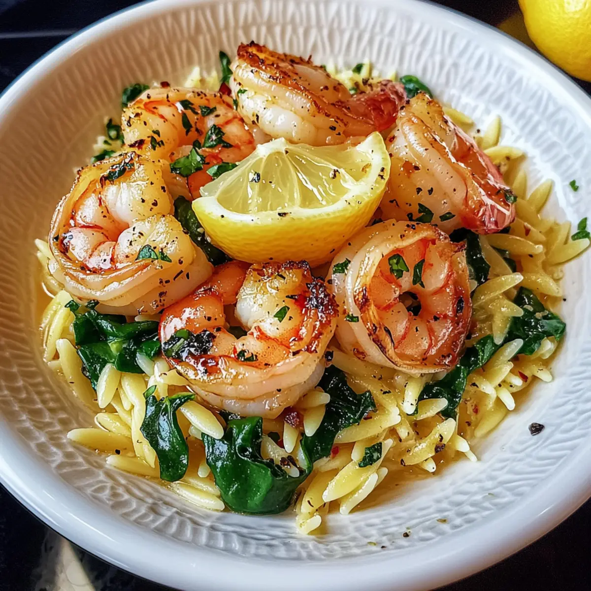 Shrimp Orzo In Lemon Garlic Sauce