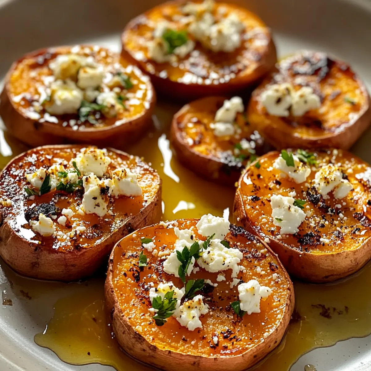 Roasted Sweet Potato Rounds with Honey & Feta