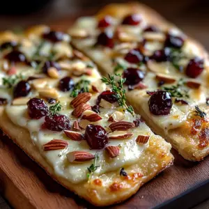 Crispy Flatbread with Brie, Cranberries & Almonds