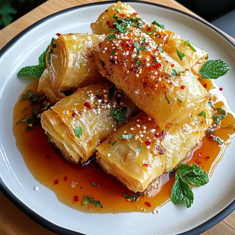 Oven Fried Feta Rolls with Chili Honey