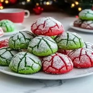 Red and Green Crinkle Cookies
