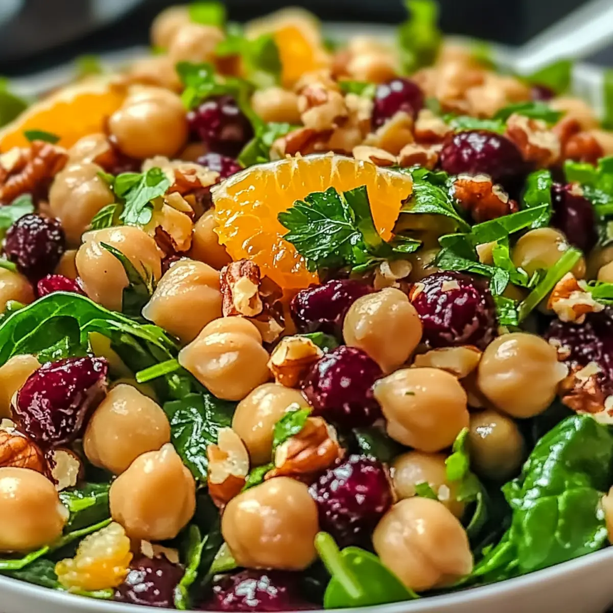 Cranberry Walnut Chickpea Salad with Orange Vinaigrette