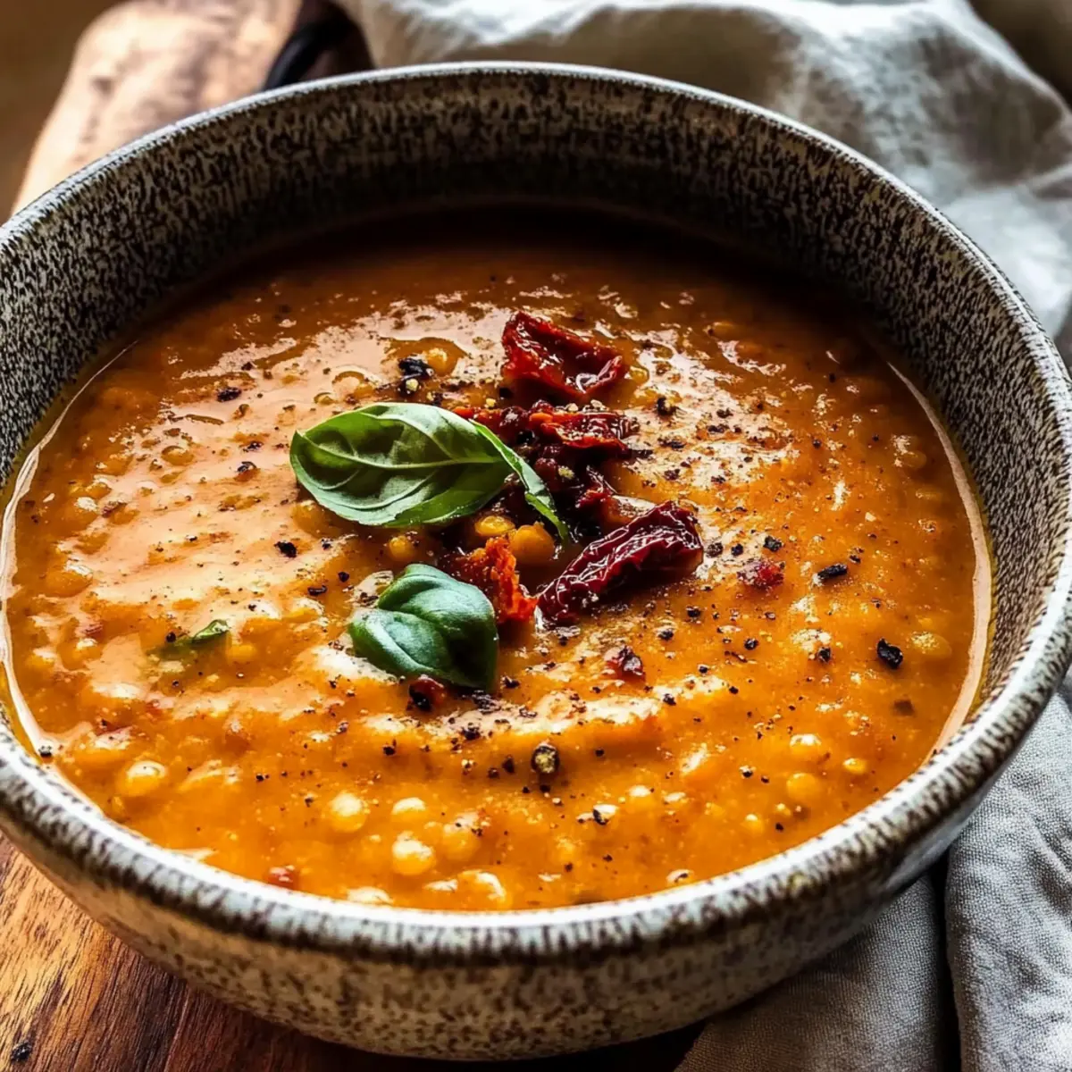 Creamy Lentil Sun-Dried Tomato Soup