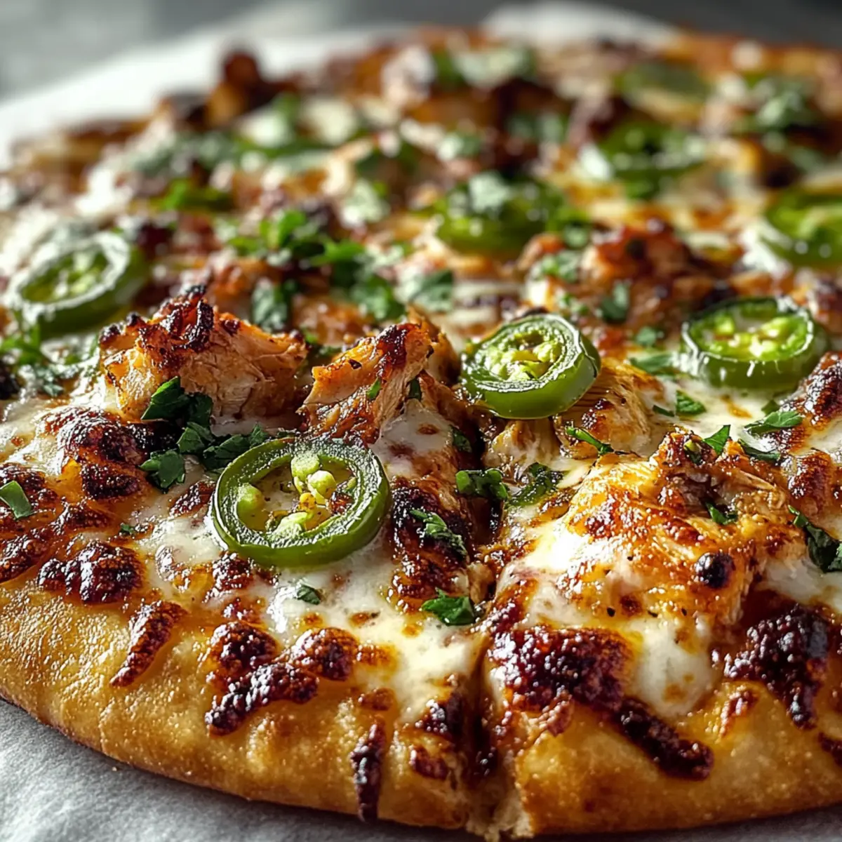 Spicy Chicken and Pickled Jalapeno Pizza