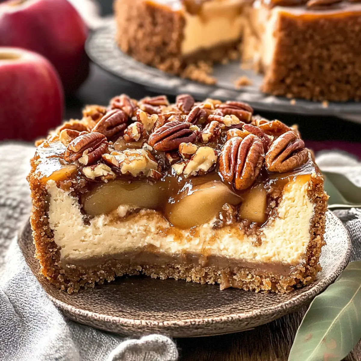 Apple Bottom Bourbon Pecan Cheesecake