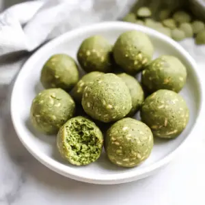 No Bake Matcha Cookie Dough Protein Bites
