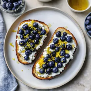 Lemon Blueberry Ricotta Toast With Honey
