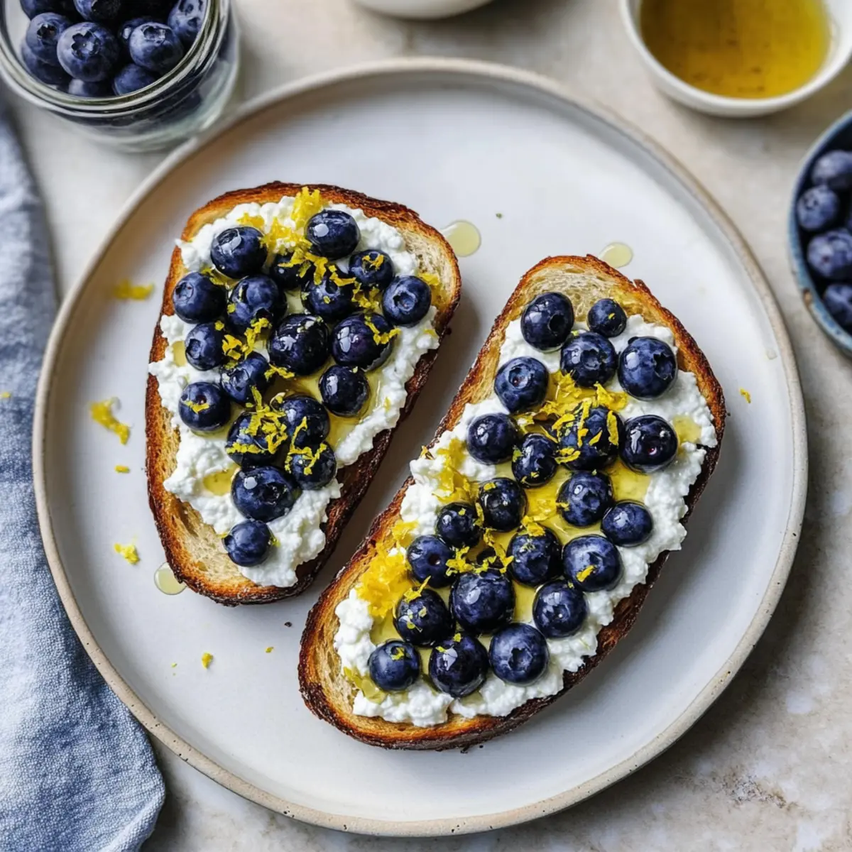 Lemon Blueberry Ricotta Toast With Honey