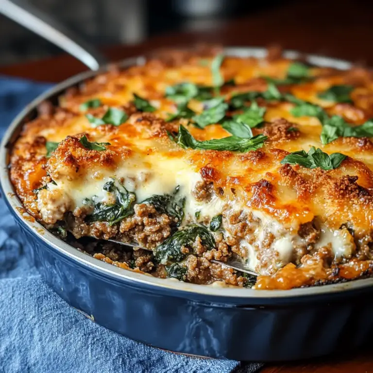 Ground Beef & Spinach Casserole