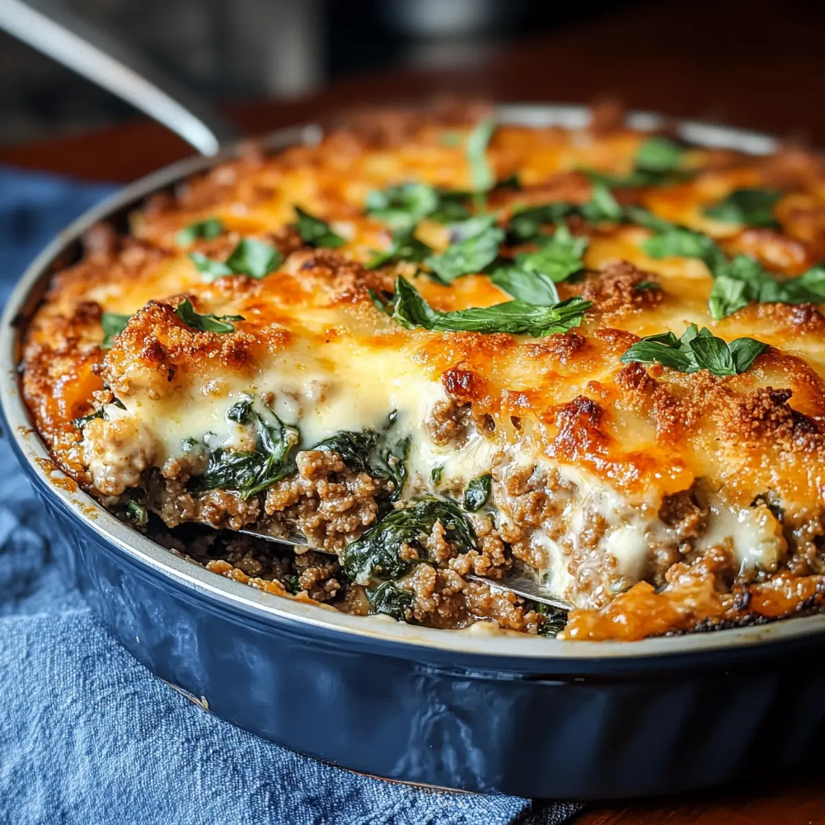 Ground Beef & Spinach Casserole
